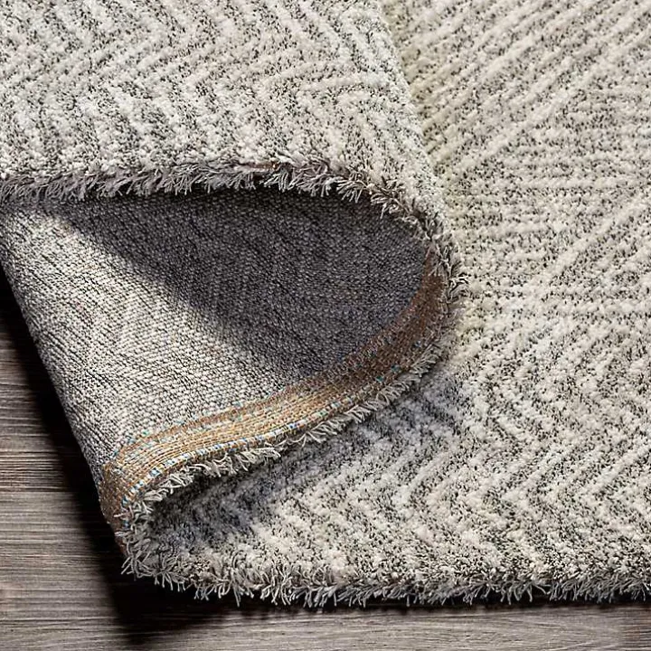 Cream and Gray Zig Zag Area Rug, 5x7