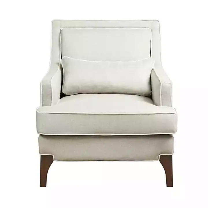 Cream and White Contrast Welting Accent Chair