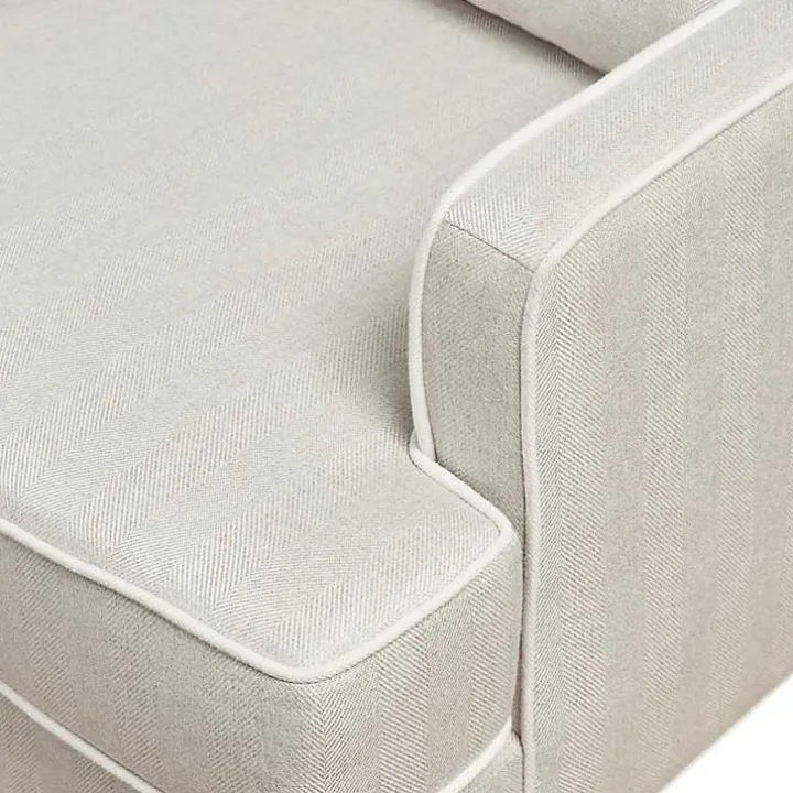 Cream and White Contrast Welting Accent Chair