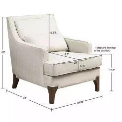 Cream and White Contrast Welting Accent Chair