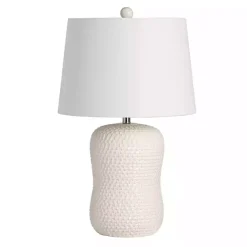 Cream Basketweave Ceramic Table Lamp
