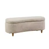 Cream Boucle Flip-Top Storage Bench