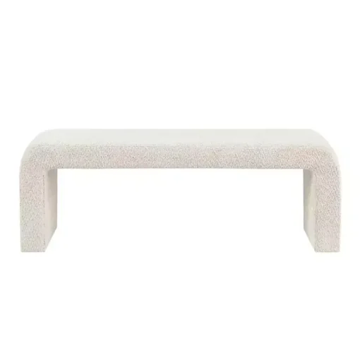 Cream Boucle Waterfall Bench, 52 in.