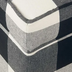Cream Buffalo Plaid Upholstered Storage Ottoman