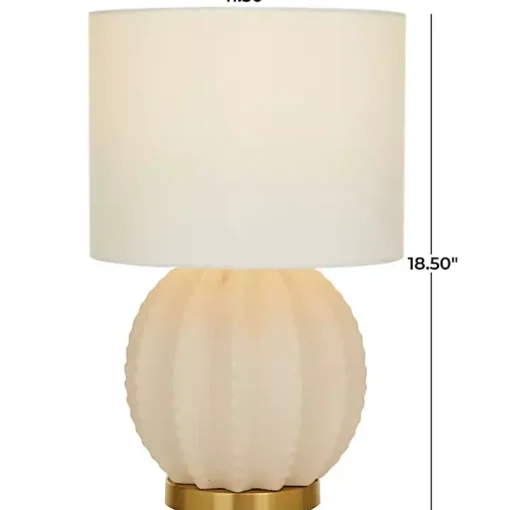 Cream Ceramic Fluted Gourd Table Lamp