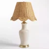 Cream Ceramic Table Lamp With Woven Shade