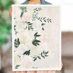 Cream Elegant Floral Framed Art Print