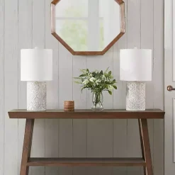 Cream Embossed Floral Table Lamp