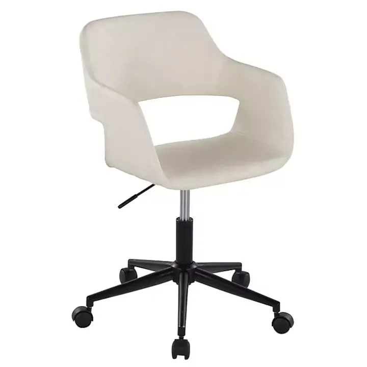 Cream Faux Leather & Black Marshall Office Chair