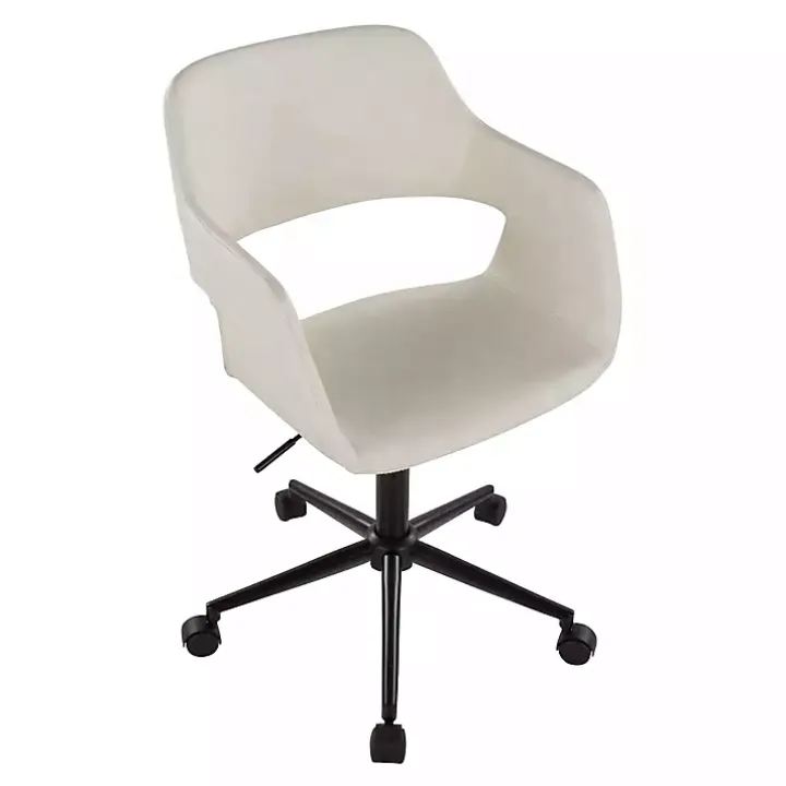 Cream Faux Leather & Black Marshall Office Chair