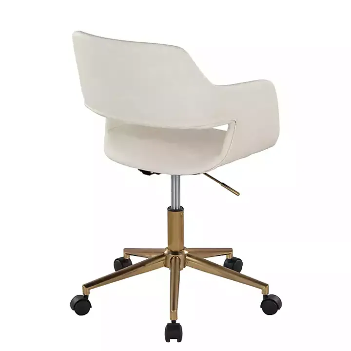 Cream Faux Leather & Gold Marshall Office Chair