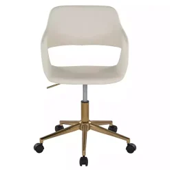 Cream Faux Leather & Gold Marshall Office Chair