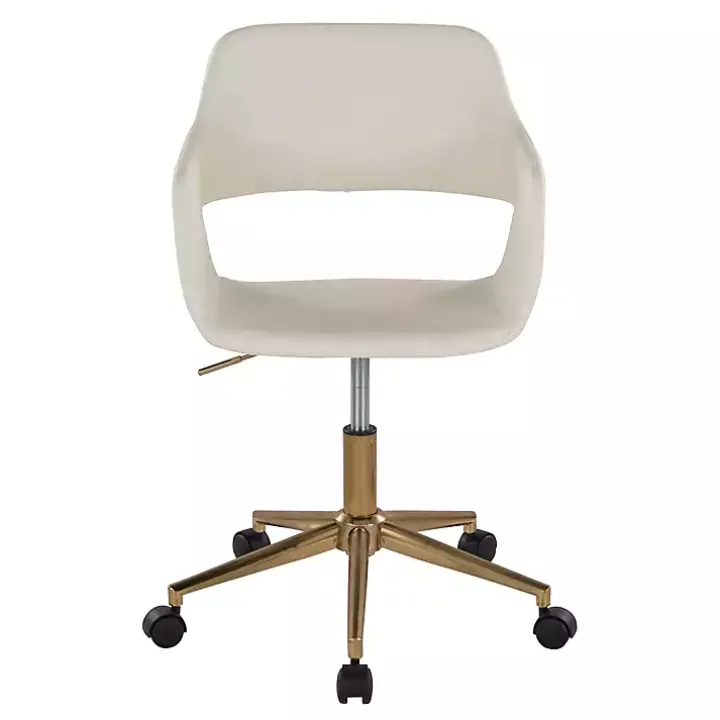 Cream Faux Leather & Gold Marshall Office Chair