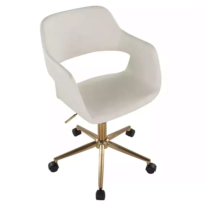 Cream Faux Leather & Gold Marshall Office Chair