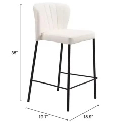 Cream Faux Leather Liddy Counter Stools, Set of 2