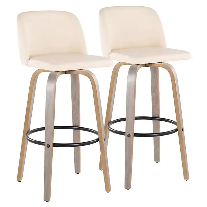 Cream Faux Leather Torino Bar Stools, Set of 2