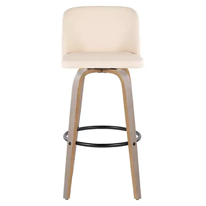Cream Faux Leather Torino Bar Stools, Set of 2