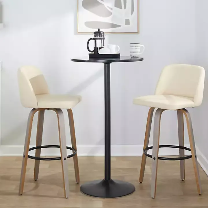 Cream Faux Leather Torino Bar Stools, Set of 2