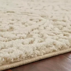 Cream Francesca Woven Shag Runner, 3x5