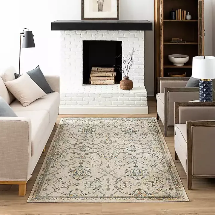 Cream Granary Floral Area Rug, 6x9