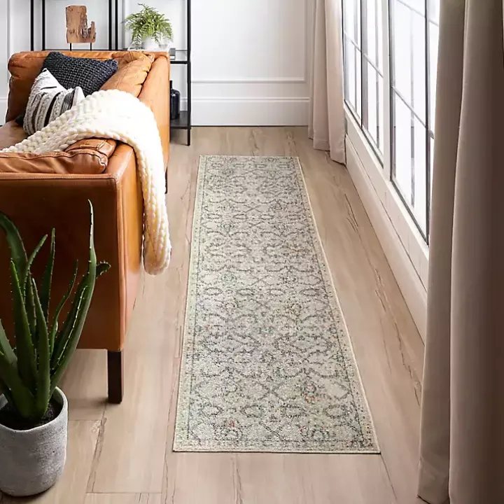 Cream Granary Floral Runner, 2x8