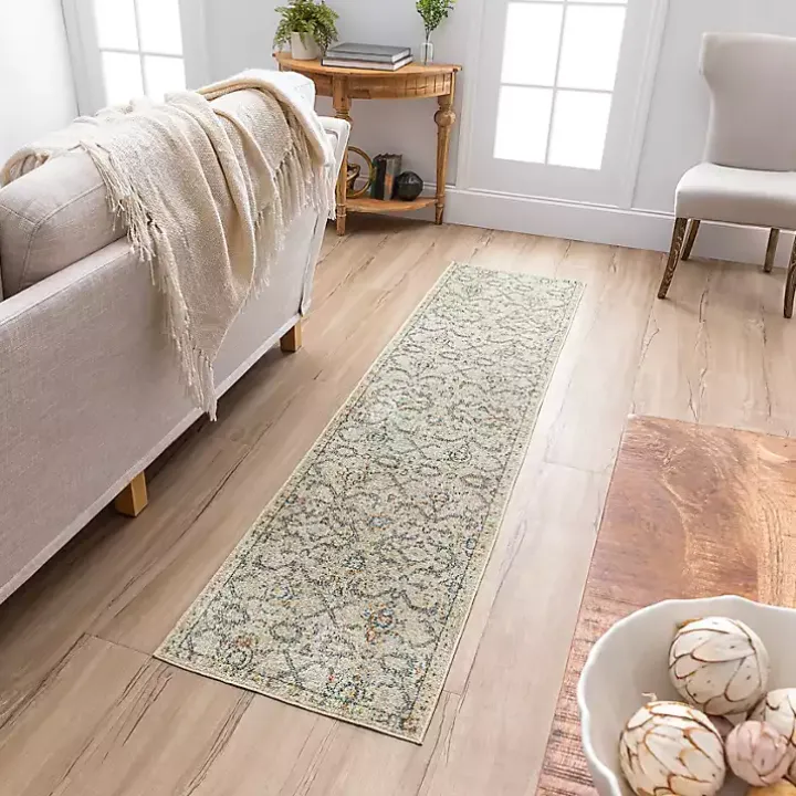 Cream Granary Floral Runner, 2x8