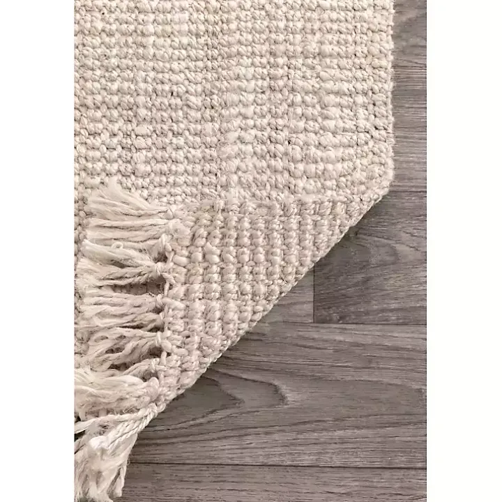 Cream Hand Woven Looped Jute Area Rug, 5x7