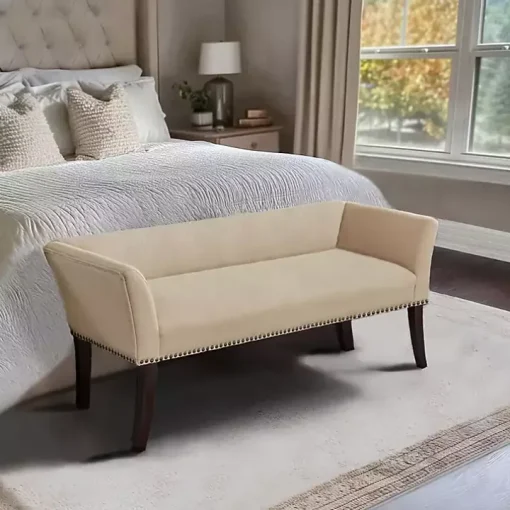 Cream Low Back Flared Arms Bench