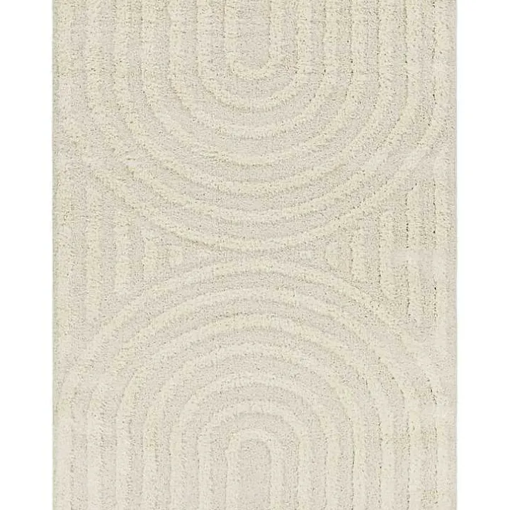 Cream Modern Curve Area Rug, 6x9