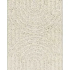 Cream Modern Curve Area Rug, 5x7