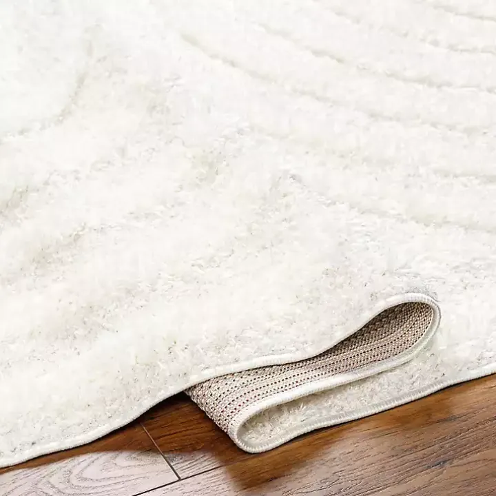 Cream Modern Curve Area Rug, 6x9