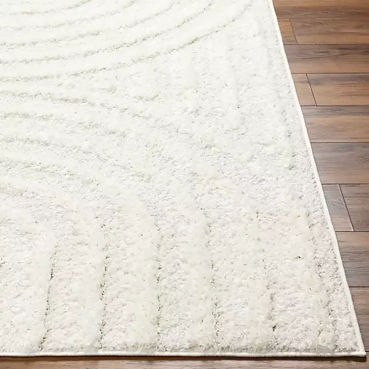 Cream Modern Curve Area Rug, 5x7