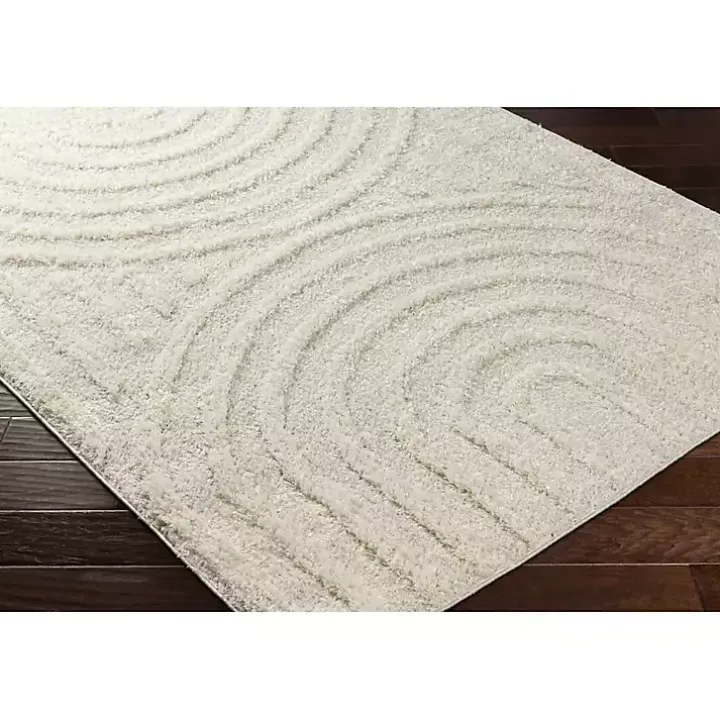 Cream Modern Curve Area Rug, 6x9