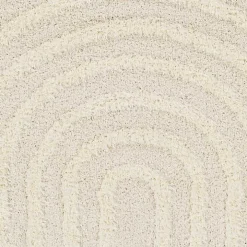 Cream Modern Curve Area Rug, 5x7