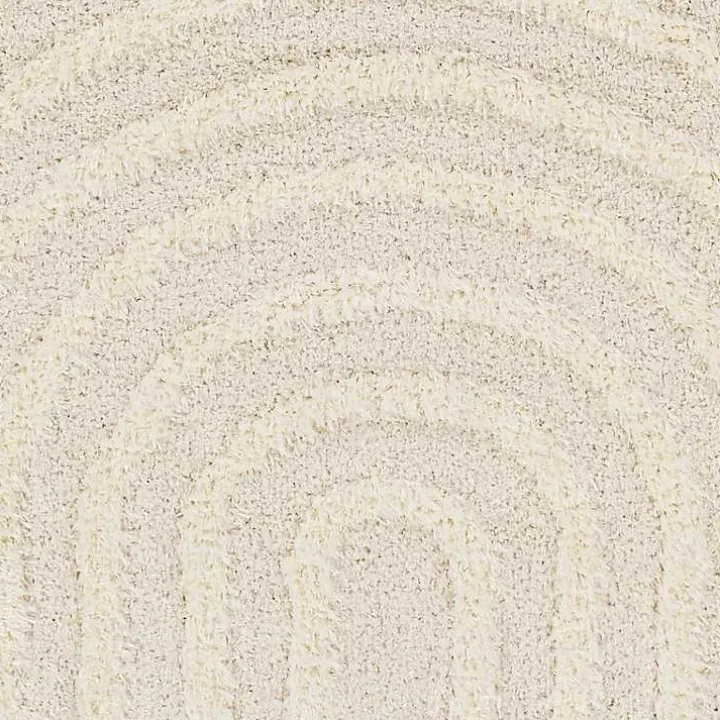 Cream Modern Curve Area Rug, 5x7