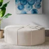 Cream Thick Welting Center Button Oval Ottoman