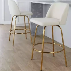Cream Torino Gold Leg Counter Stools, Set of 2