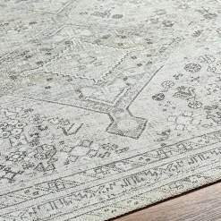 Cream Traditional Washable Area Rug, 5x7