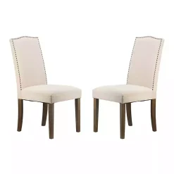 Cream Upholstered Armless Dining Chairs, Set of 2