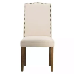 Cream Upholstered Armless Dining Chairs, Set of 2