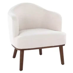 Cream Upholstered Midcentury Modern Accent Chair