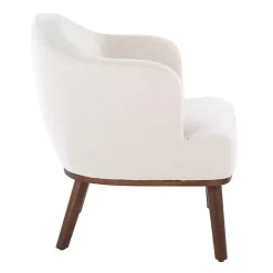 Cream Upholstered Midcentury Modern Accent Chair