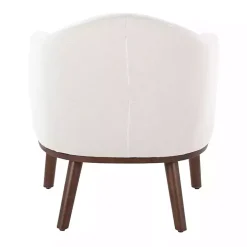 Cream Upholstered Midcentury Modern Accent Chair