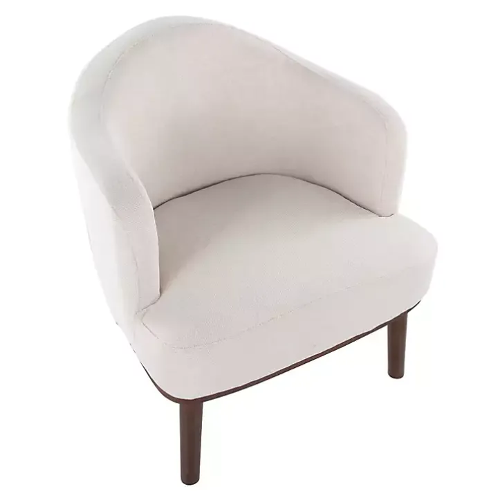 Cream Upholstered Midcentury Modern Accent Chair