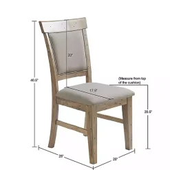 Cream Upholstered Rustic Dining Chairs, Set of 2
