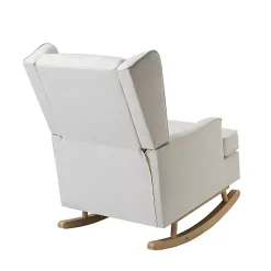 Cream Upholstered Wingback Rocking Chair