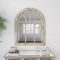 Cream Vintage Fir Wood Arch Framed Mirror