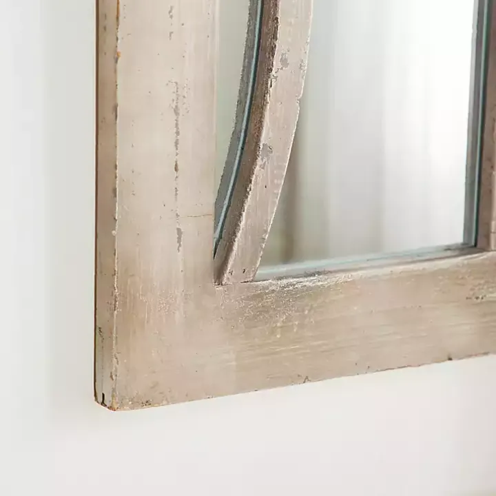 Cream Vintage Fir Wood Arch Framed Mirror