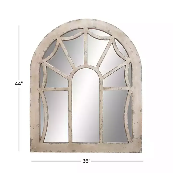 Cream Vintage Fir Wood Arch Framed Mirror