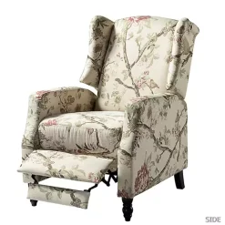 Cream Vintage Floral Reclining Armchair